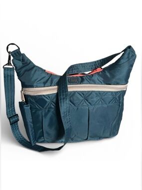 LUG Swing Crossbody Bag Purse in Purse Teal Blue with Bottle Holder